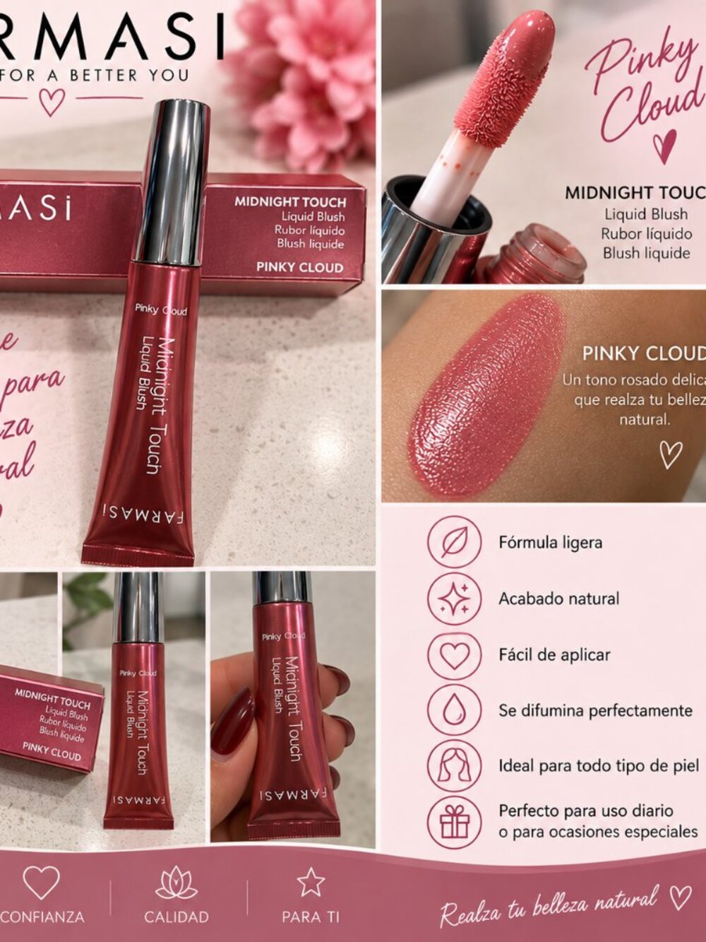 Farmasi Midnight Touch Liquid Blush Pinky Cloud